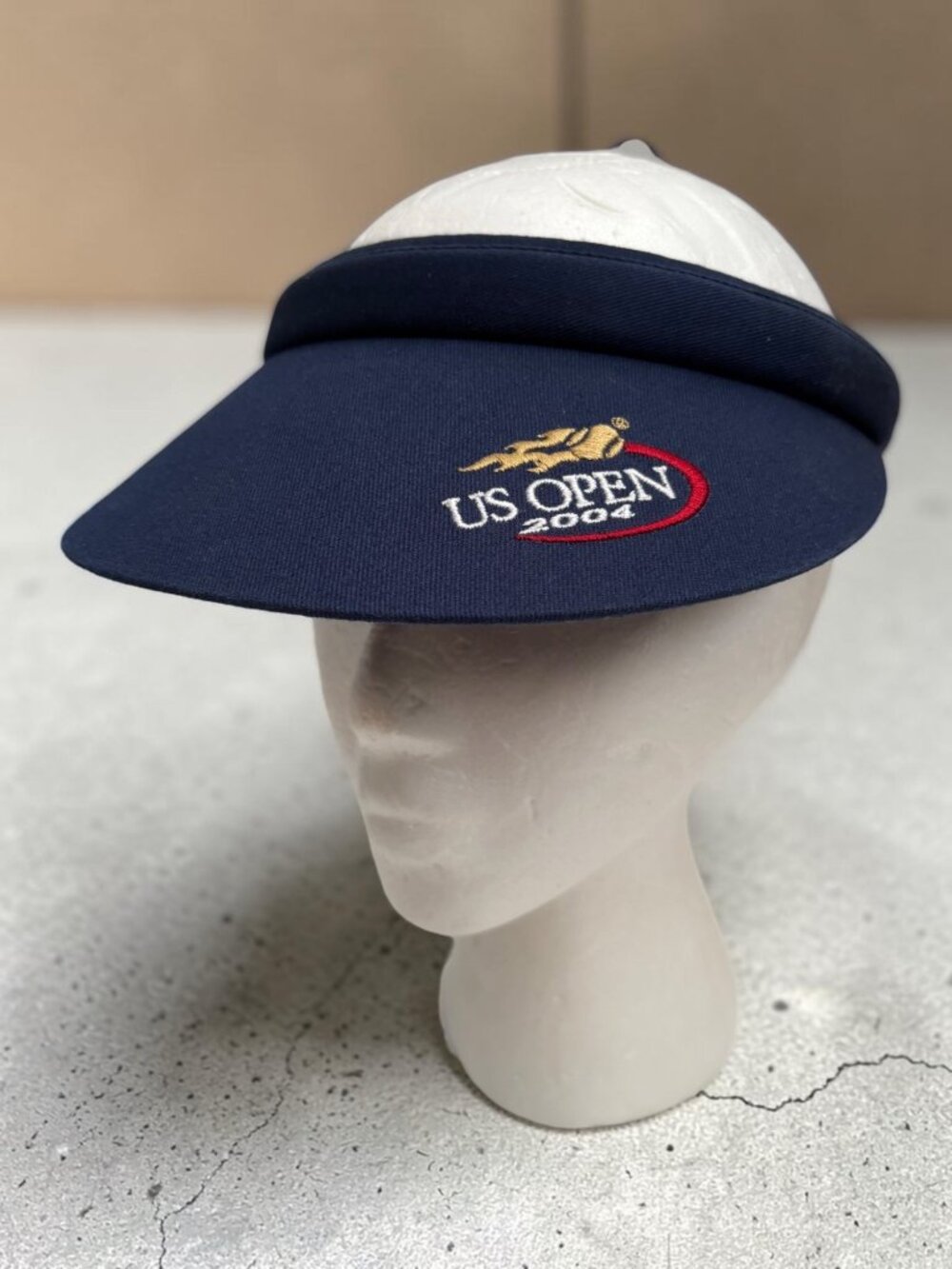 US Open 2004 Fila Navy Blue Tennis Visor Embroidered Logo Adjustable Cotton Unis